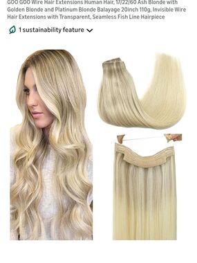 20 Inch Wire Invisible Hair Extensions - Ash Blonde to Golden Blonde